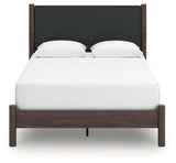 Pamytta Brown Queen Upholstered Panel Platform Bed from Ashley Furniture - Luna Furniture