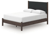 Pamytta Brown Queen Upholstered Panel Platform Bed from Ashley Furniture - Luna Furniture