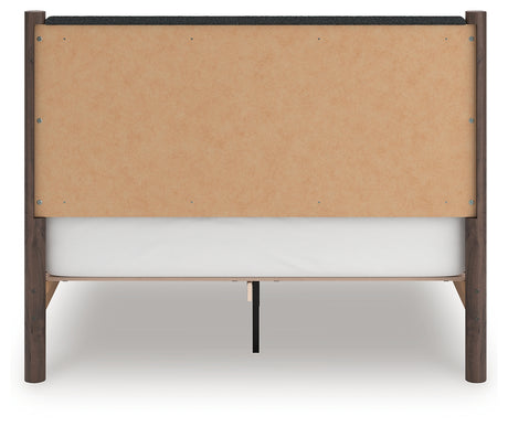 Pamytta Brown Queen Upholstered Panel Platform Bed from Ashley Furniture - Luna Furniture