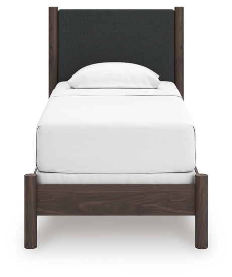 Pamytta Brown Twin Upholstered Panel Bed from Ashley - Luna Furniture