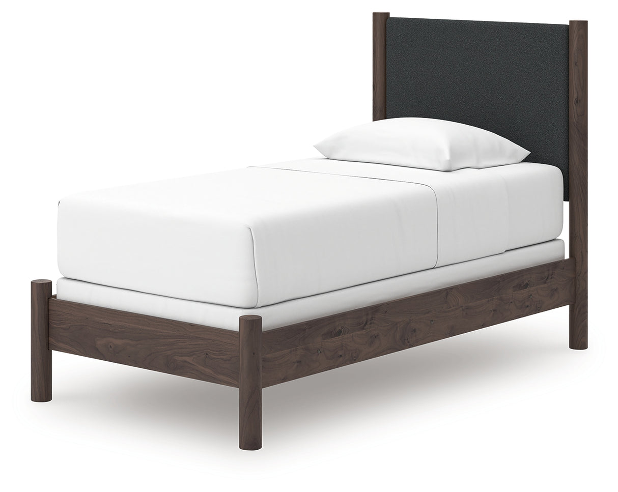 Pamytta Brown Twin Upholstered Panel Bed from Ashley - Luna Furniture