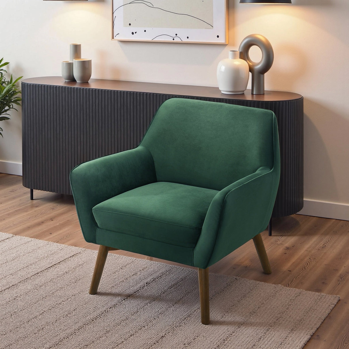 Panom Forest Green Velvet Lounge Chair from Midinmod - Luna Furniture