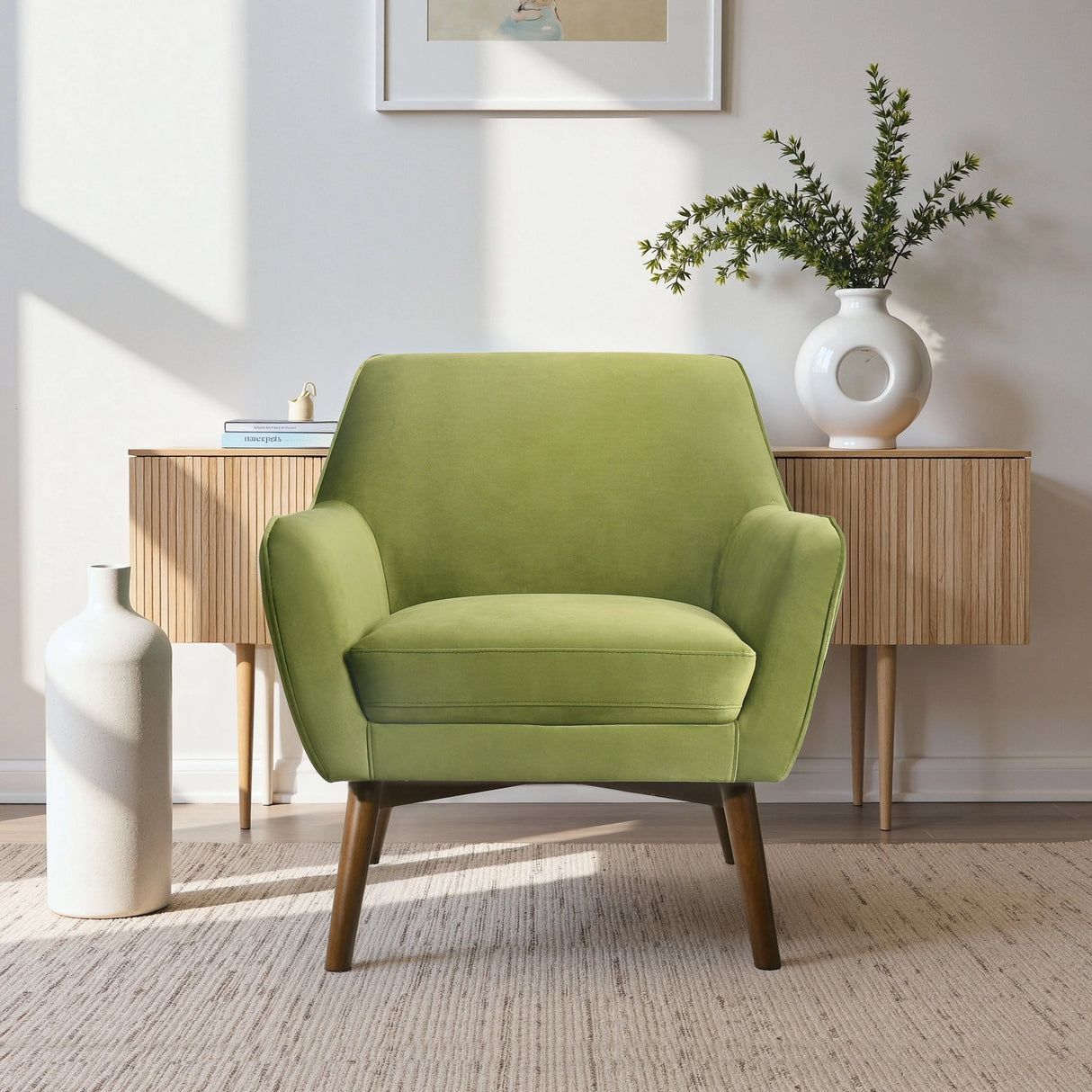 Panom Pistacho Green Velvet Lounge Chair from Midinmod - Luna Furniture