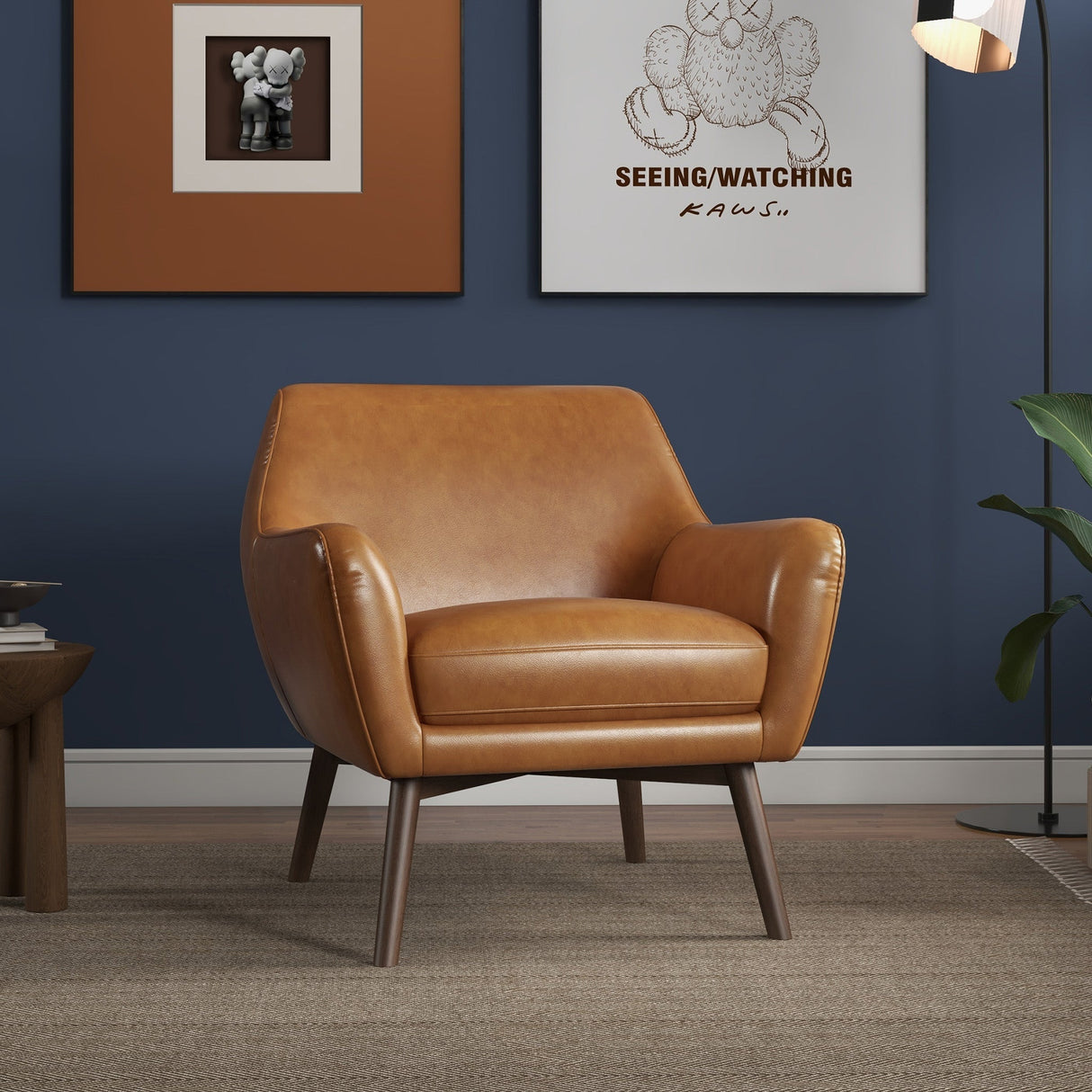 Panom Tan Leather Lounge Chair from Midinmod - Luna Furniture