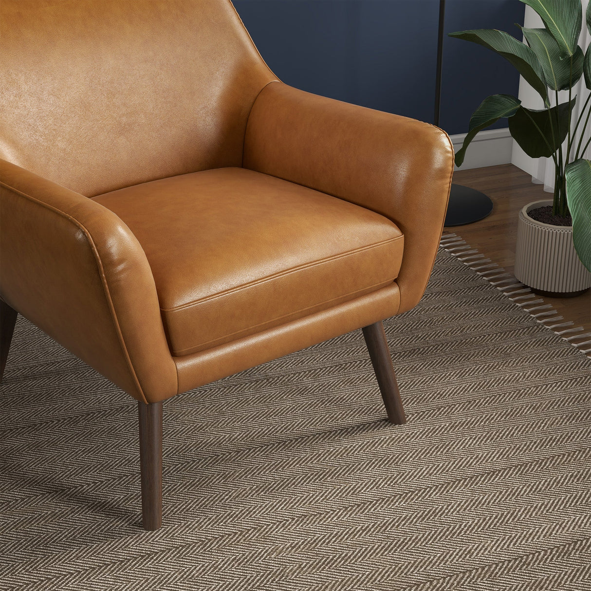 Panom Tan Leather Lounge Chair from Midinmod - Luna Furniture