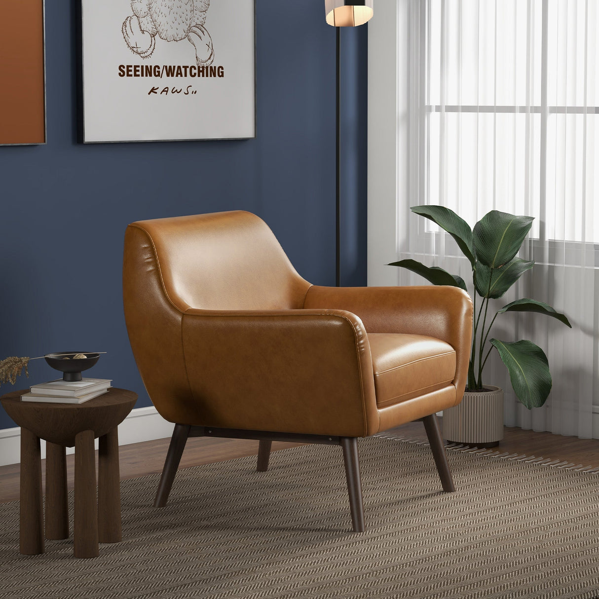 Panom Tan Leather Lounge Chair from Midinmod - Luna Furniture