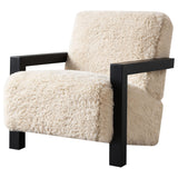 Paquet Latte Faux Fur Solid Wood Arm Chair from Coaster - Luna Furniture