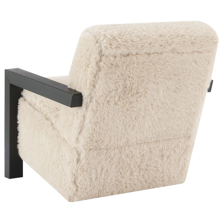 Paquet Latte Faux Fur Solid Wood Arm Chair from Coaster - Luna Furniture
