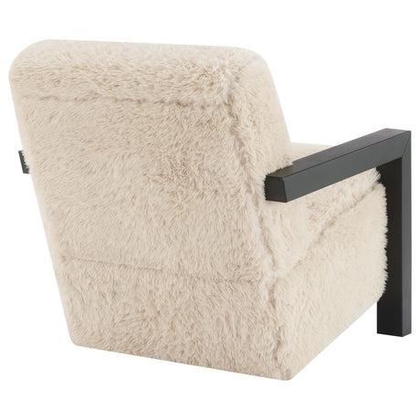 Paquet Latte Faux Fur Solid Wood Arm Chair from Coaster - Luna Furniture