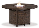 Paradise Trail Medium Brown Outdoor Loveseat and 2 Lounge Chairs with Fire Pit Table from Ashley Furniture - Luna Furniture