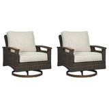 Paradise Trail Medium Brown Outdoor Loveseat and 2 Lounge Chairs with Fire Pit Table from Ashley Furniture - Luna Furniture