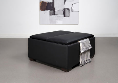 Paris Multifunctional Upholstered Storage Ottoman with Utility Tray Black - 910142