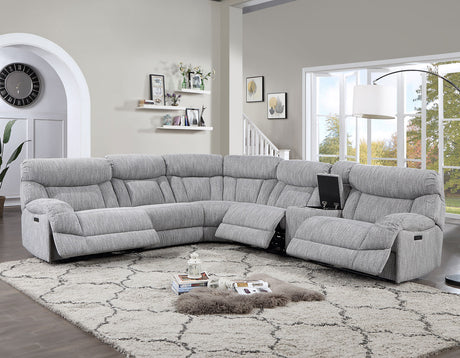 Park City Pearl Silver 6-Piece Dual Power Reclining Sectional from Steve Silver - Luna Furniture