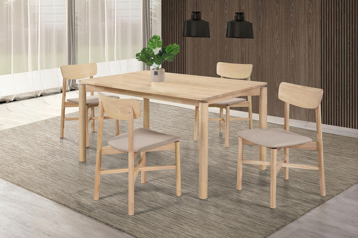 Parkridge 5-piece 59-inch Wood Dining Set White Washed from Coaster - Luna Furniture