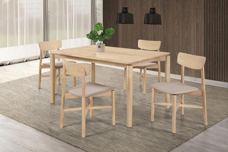 Parkridge Light Natural/White Washed 5-piece 59-inch Wood Dining Set from Coaster - Luna Furniture