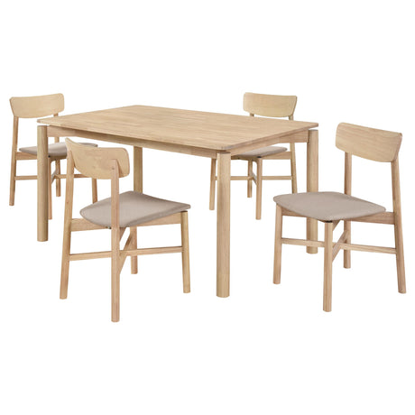 Parkridge Light Natural/White Washed 5-piece 59-inch Wood Dining Set from Coaster - Luna Furniture