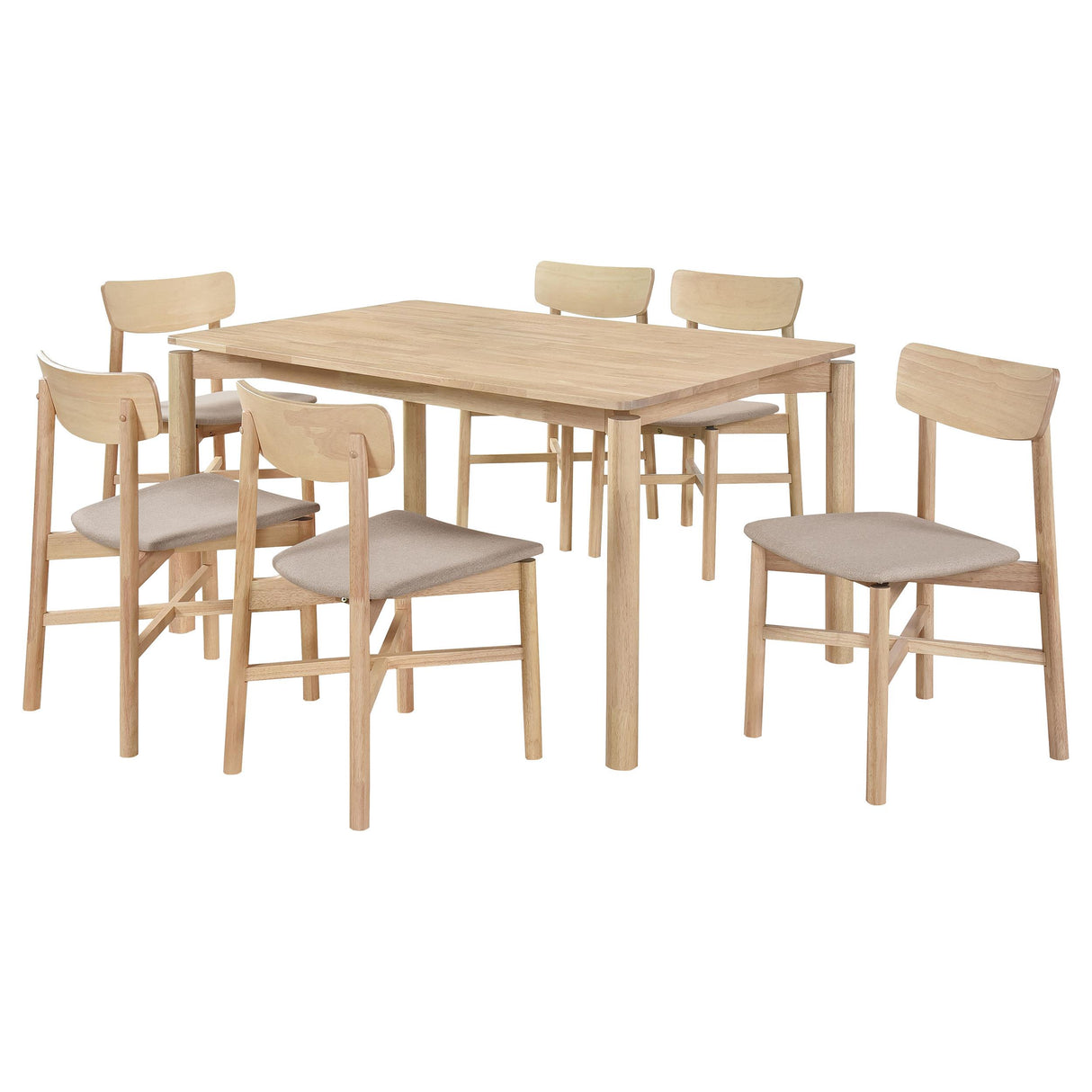 Parkridge 7-piece 59-inch Wood Dining Set White Washed from Coaster - Luna Furniture
