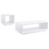 Paseo White 2-Piece High Gloss Coffee and End Table Set from Coaster - Luna Furniture