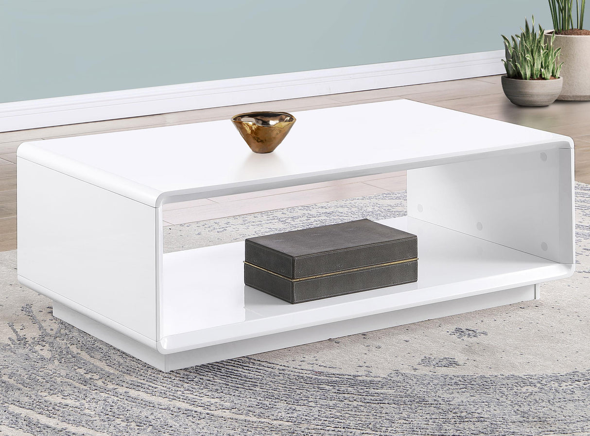 Paseo White High Gloss Cocktail Coffee Table from Coaster - Luna Furniture