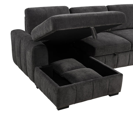 Pastrana Upholstered Sleeper Sectional Sofa Charcoal Grey from Coaster - Luna Furniture