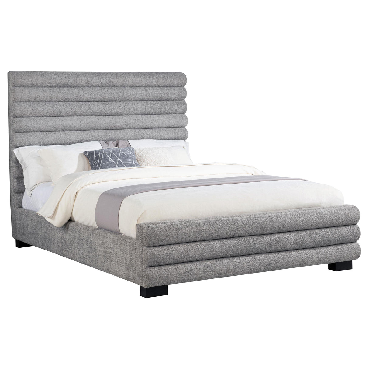 Patricia Gray Boucle Upholstered Eastern King Bed from Coaster - Luna Furniture
