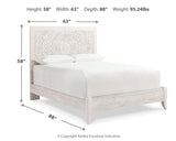 Paxberry Queen Panel Bed with Mirrored Dresser, Chest and 2 Nightstands in Whitewash from Ashley - Luna Furniture