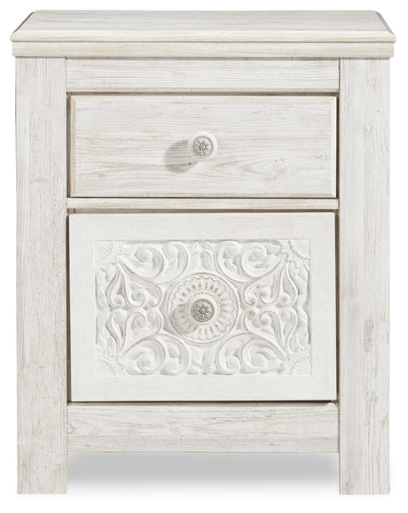Paxberry Whitewash Full Panel Bed, Chest and Nightstand from Ashley - Luna Furniture