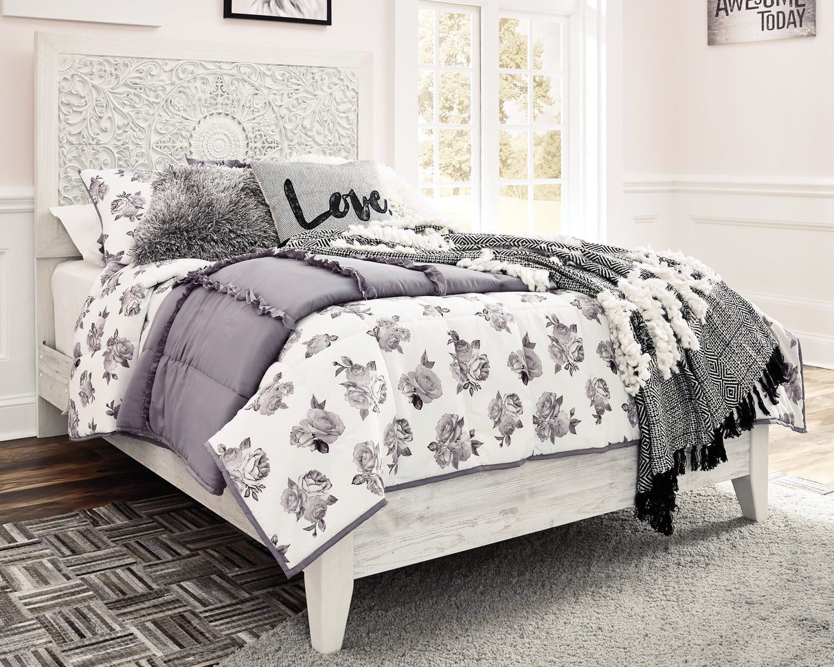 Paxberry Whitewash Full Panel Bed, Chest and Nightstand from Ashley Furniture - Luna Furniture