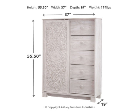 Paxberry Whitewash Queen Panel Bed and Chest from Ashley - Luna Furniture