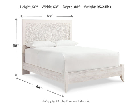 Paxberry Whitewash Queen Panel Bed, Dresser, 2 Chests and 2 Nightstands from Ashley - Luna Furniture