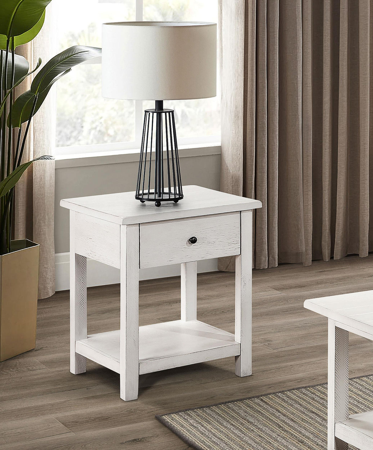 Payne White 1-Drawer Wood End Table with Shelf from Coaster - Luna Furniture