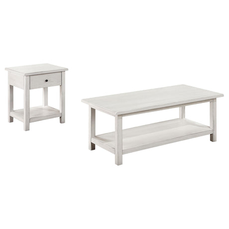 Payne Distressed White 2-Piece Coffee and 1-Drawer End Table Set from Coaster - Luna Furniture
