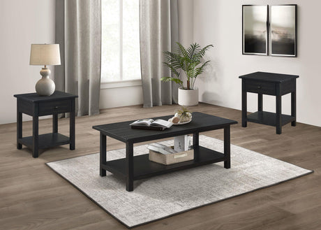 Payne Distressed Java 3-Piece Coffee and 1-Drawer End Table Set from Coaster - Luna Furniture