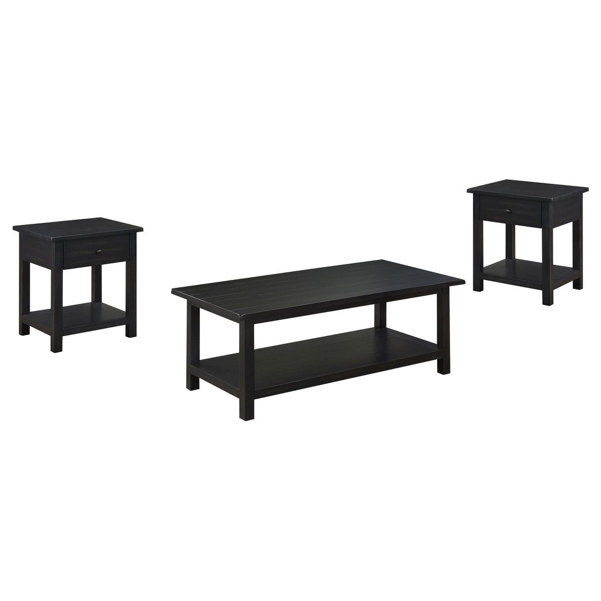 Payne Distressed Java 3-Piece Coffee and 1-Drawer End Table Set from Coaster - Luna Furniture