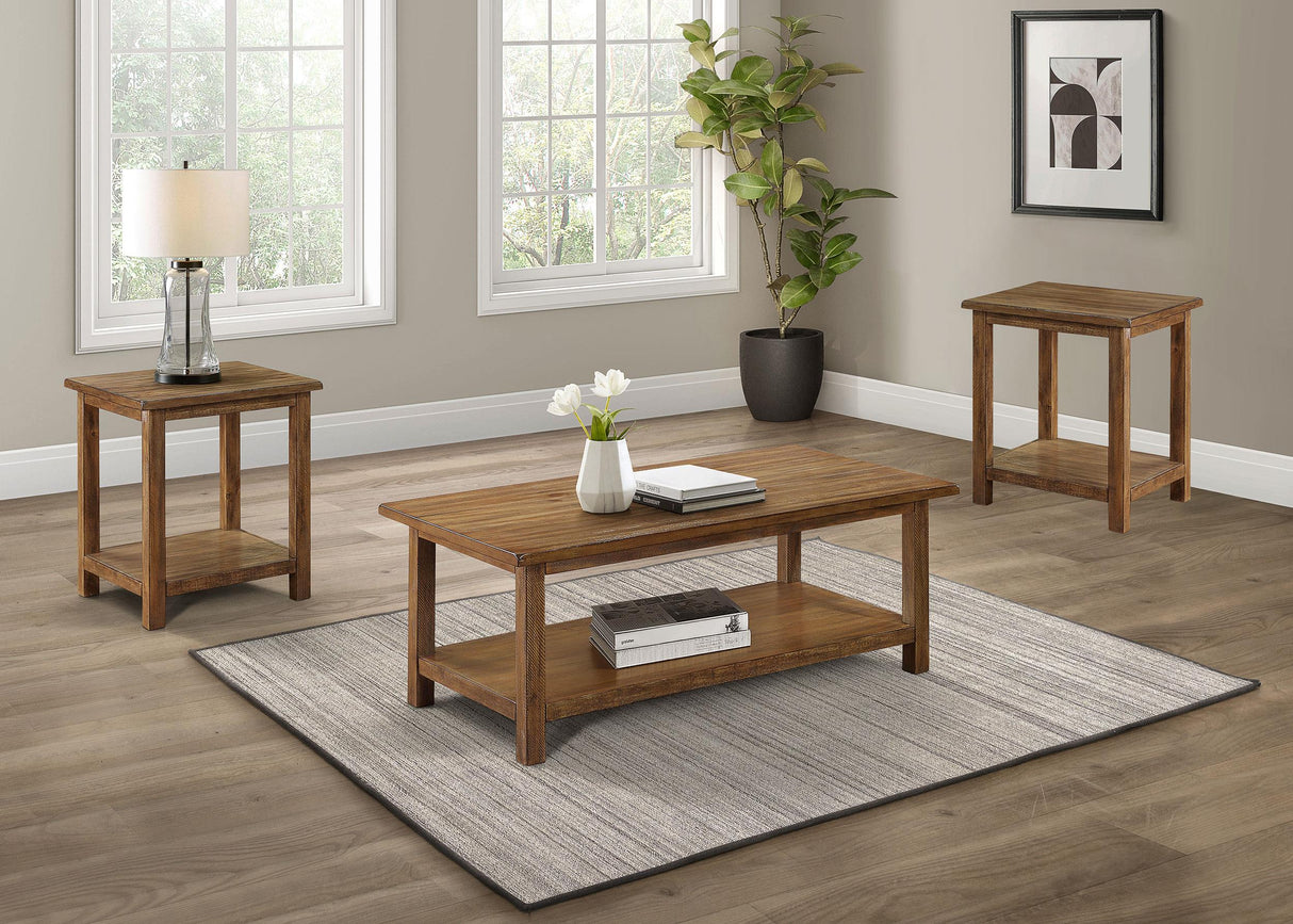 Payne Distressed Brown 3-Piece Coffee and End Table Set from Coaster - Luna Furniture