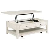 Payne Distressed White 48-inch Mobile Lift Top Coffee Table from Coaster - Luna Furniture