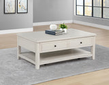 Payne Distressed White 48-inch Mobile Lift Top Coffee Table from Coaster - Luna Furniture
