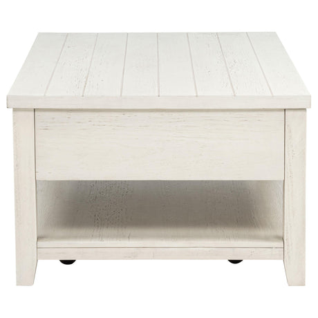 Payne Distressed White 48-inch Mobile Lift Top Coffee Table from Coaster - Luna Furniture