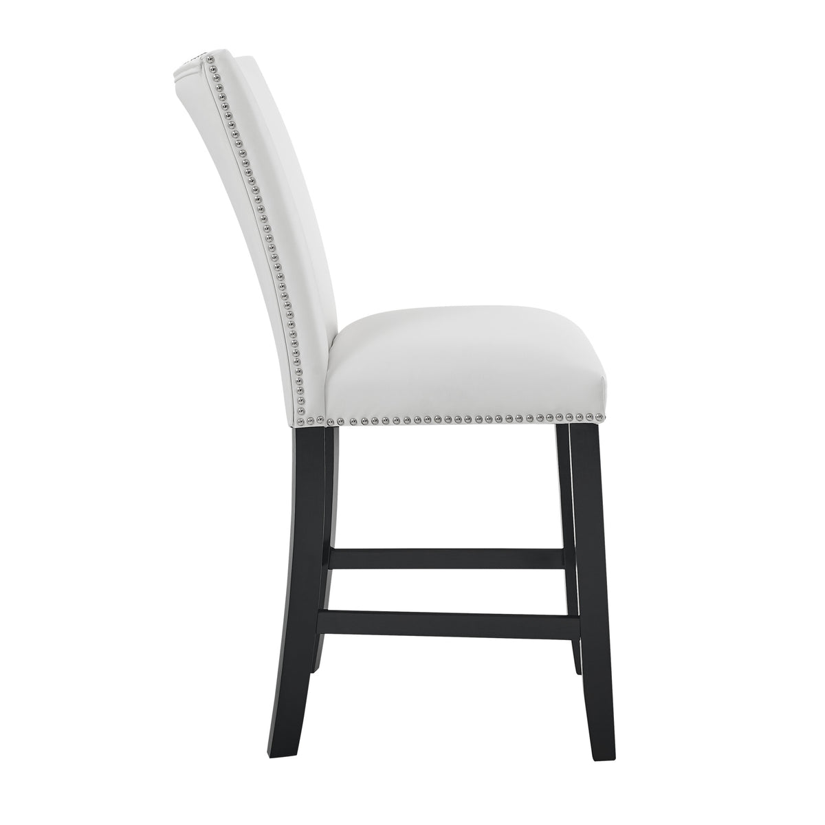 Artemis Gray Square Marble Top 9-Piece Counter Height Dining Set with White Vegan Leather Chairs