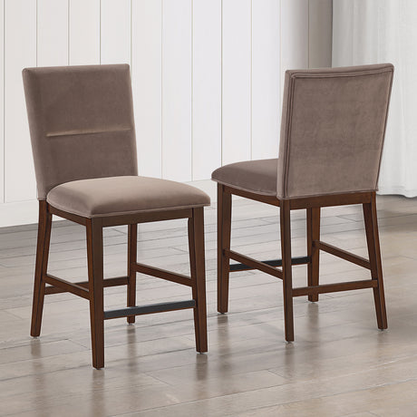 Zen Brown Velvet 24″ Counter Chair, Set of 2 from Steve Silver - Luna Furniture