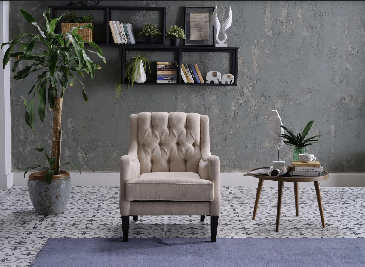 Pearle Cream Accent Armchair from Bellona - Luna Furniture