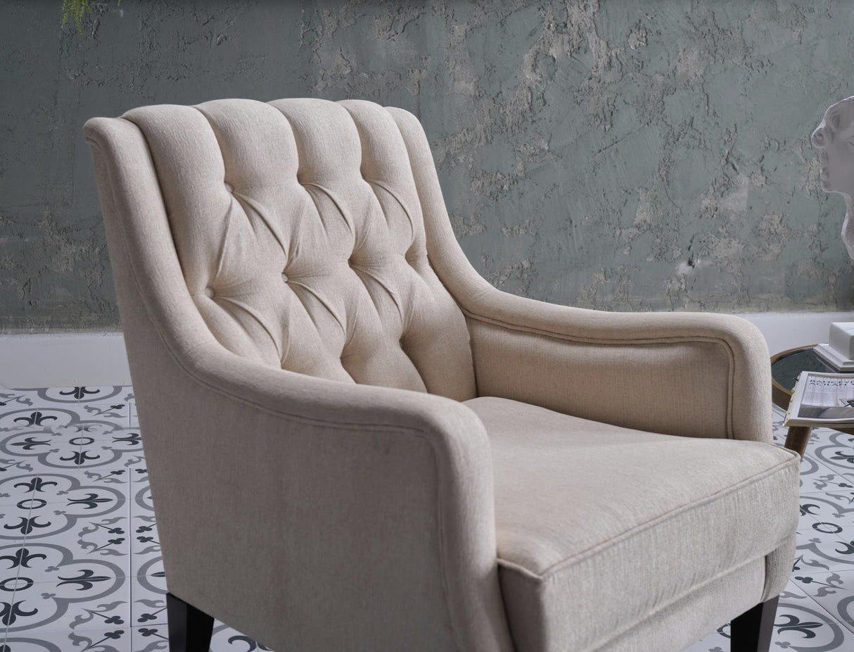 Pearle Cream Accent Armchair from Bellona - Luna Furniture