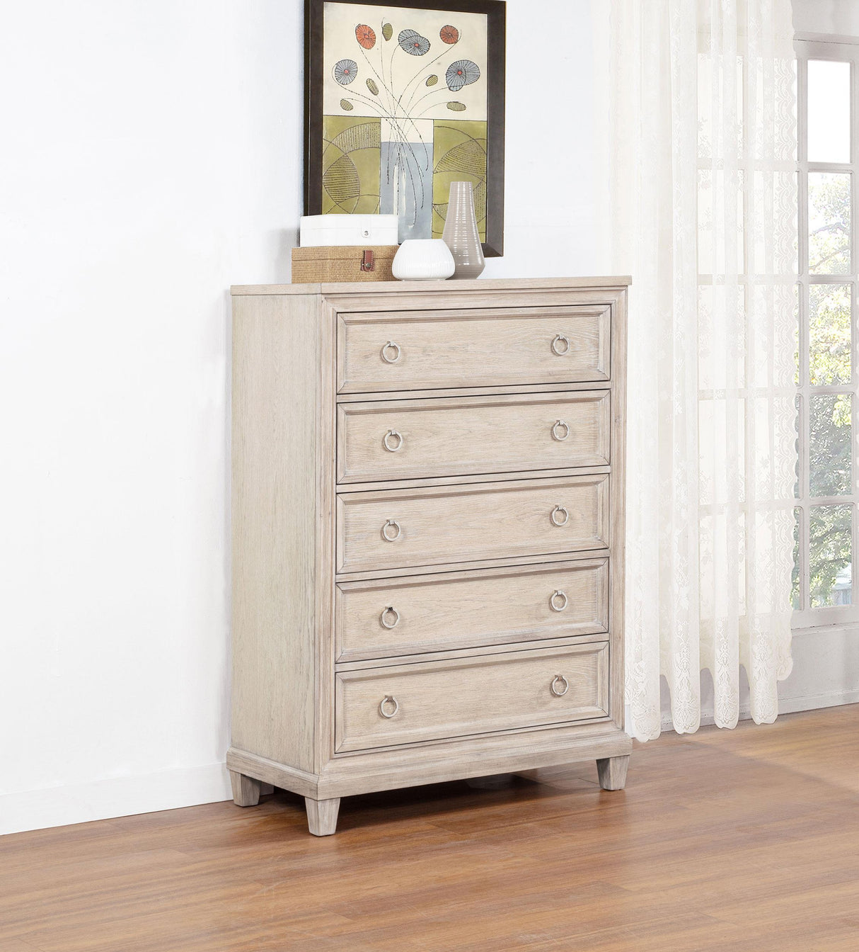 Pembroke Washed Oak 5-Drawer Chest from Coaster - Luna Furniture