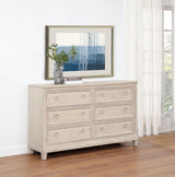 Pembroke Washed Oak 6-Drawer Bedroom Dresser from Coaster - Luna Furniture