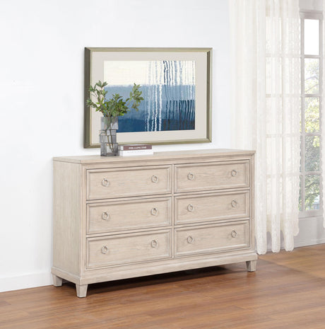 Pembroke Washed Oak 6-Drawer Bedroom Dresser from Coaster - Luna Furniture