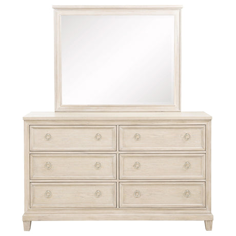 Pembroke Washed Oak 6-Drawer Bedroom Dresser with Mirror from Coaster - Luna Furniture