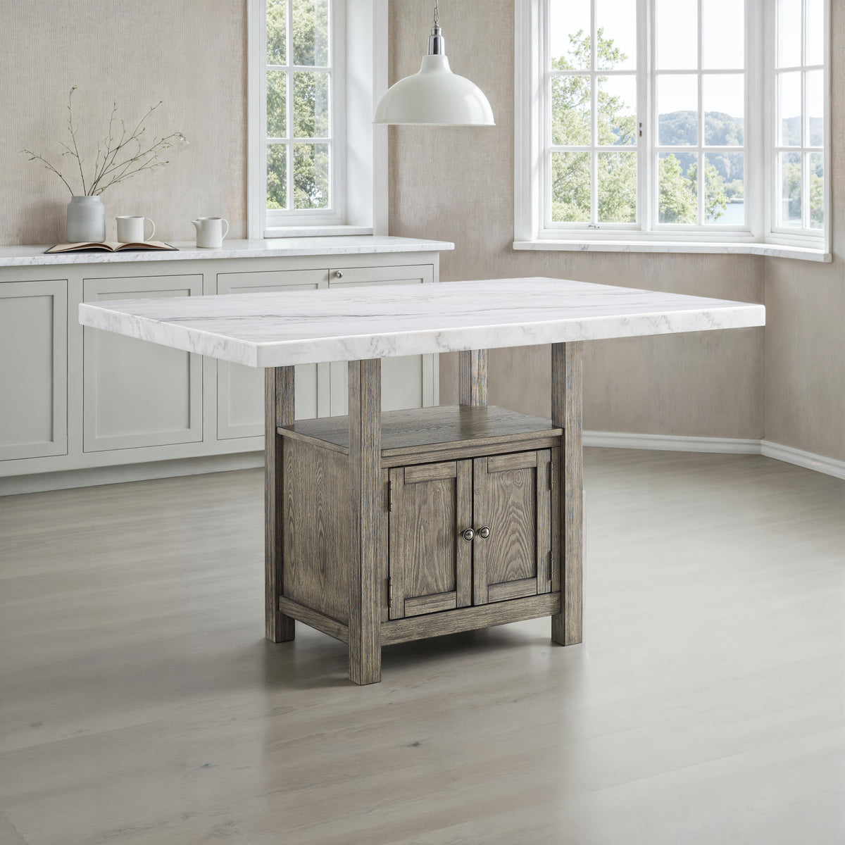 Grayson White Marble Counter Height Dining Table from Steve Silver - Luna Furniture