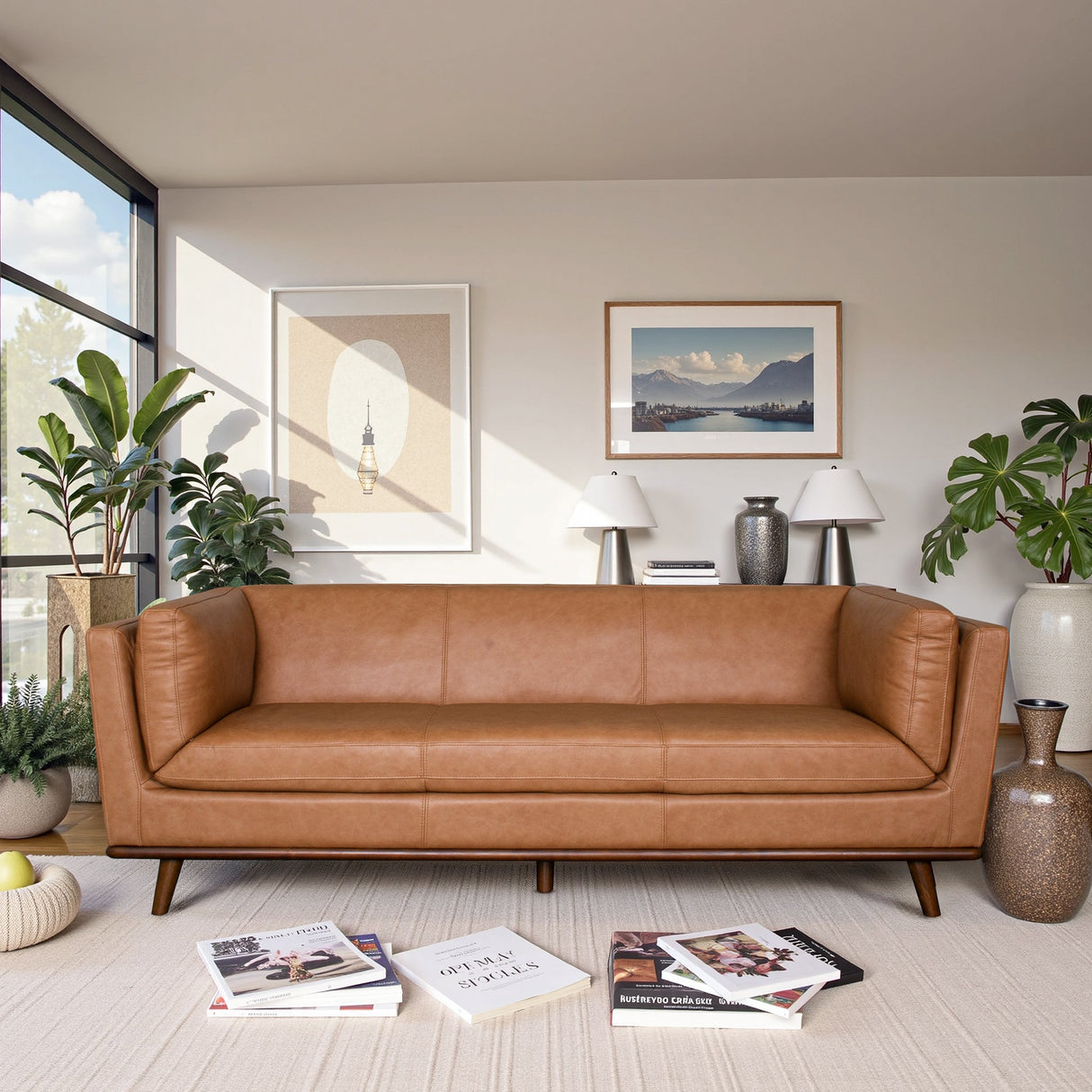 Phoenix Cognac Leather Sofa from Midinmod - Luna Furniture