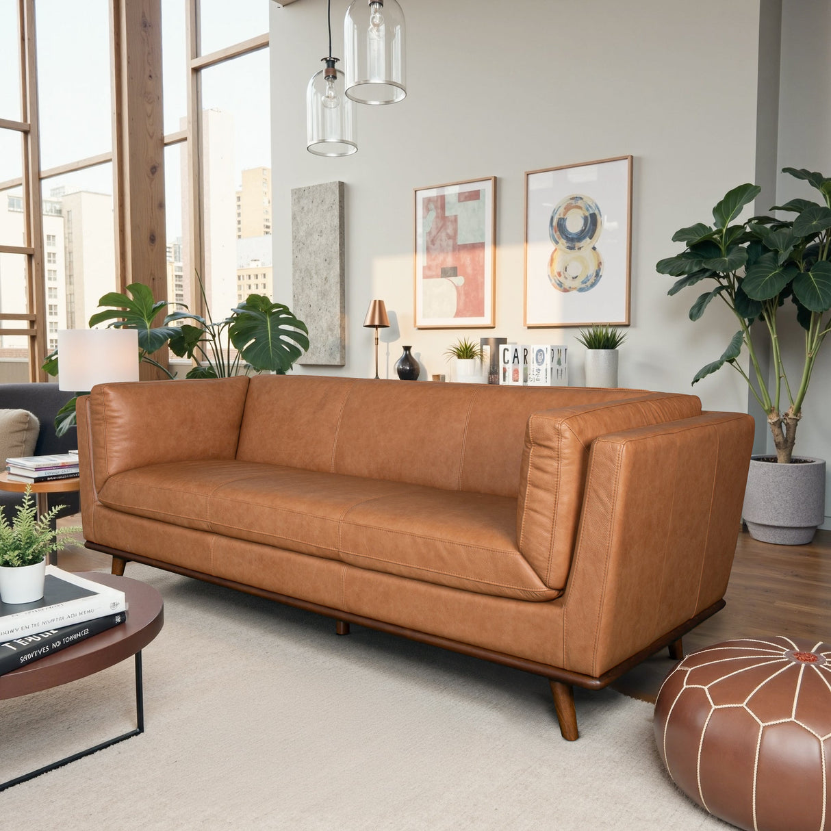 Phoenix Cognac Leather Sofa from Midinmod - Luna Furniture