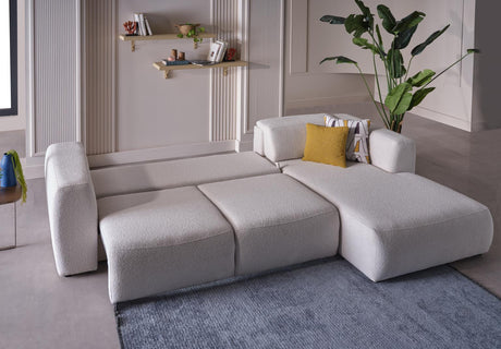 Picasso Oscar White RAF Chaise Sleeper Sectional from Bellona - Luna Furniture